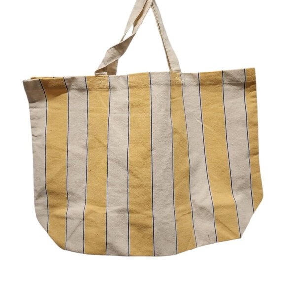 Sézane Bonjour Austin Amour Tour From Paris Tote Bag Stripe Yellow/Cream - Picture 4 of 8